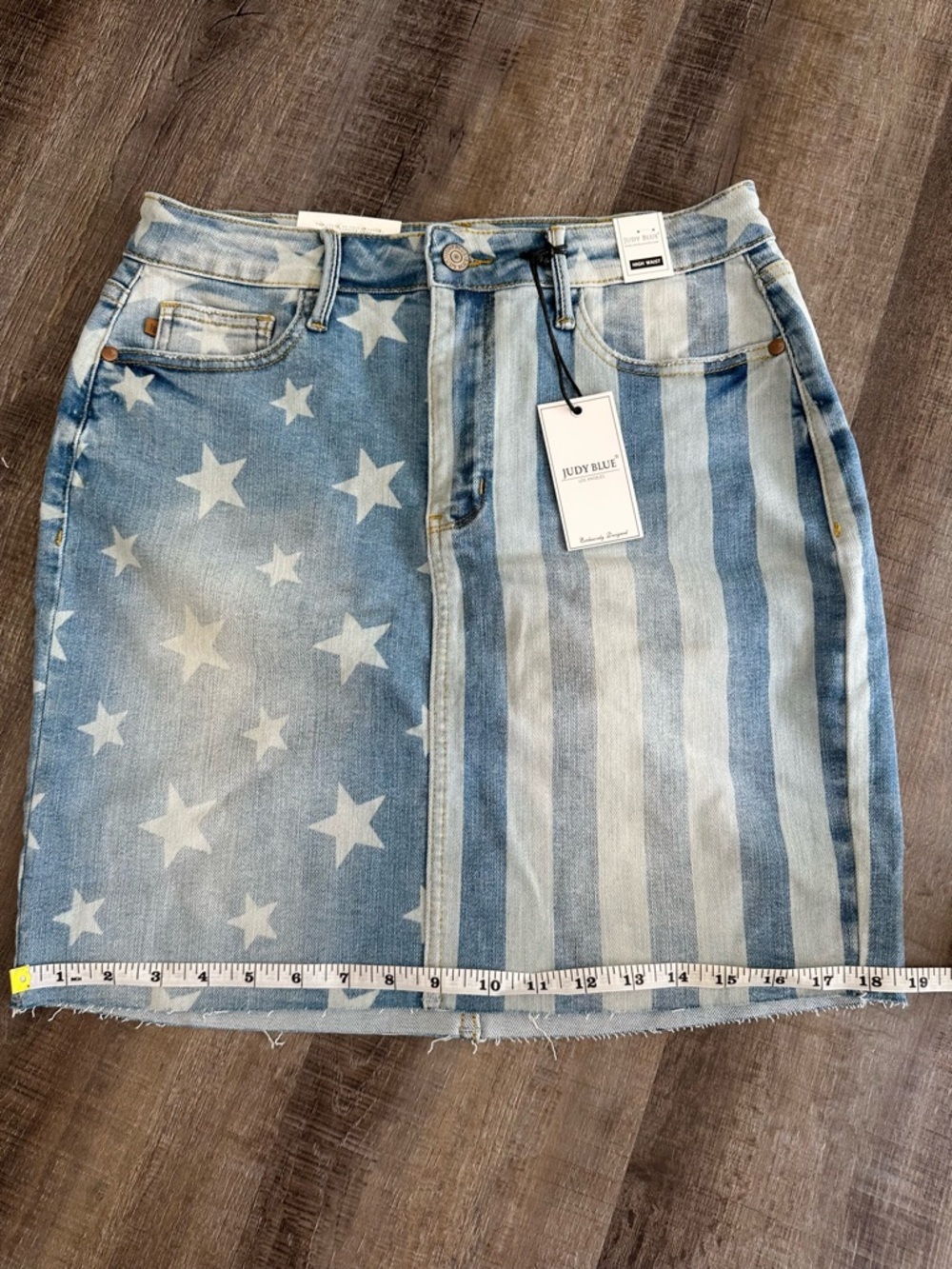 Judy Blue Distressed Blue Star & Stripe Denim Mini Skirt - Picture 14 of 14